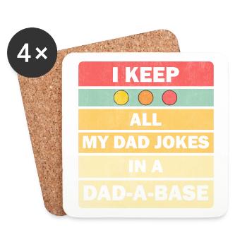 Dad Jokes: I Keep All My Dad Jokes In A Dad-a-base - Untersetzer (4er-Set) - Weiß - Vorne