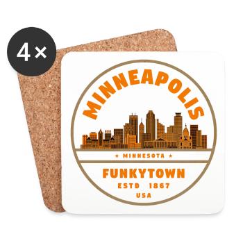 Minneapolis Funkytown Skyline Retro - Untersetzer (4er-Set) - Weiß - Vorne