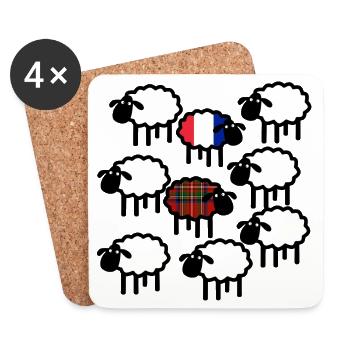 Moutons français et écossais - Dessous de verre (lot de 4) - blanc - Devant