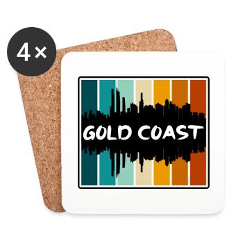 Gold Coast Australien Skyline Silhouette Reisen Sou - Untersetzer (4er-Set) - Weiß - Vorne