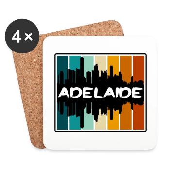 Adelaide Australia Skyline Silhouette Travel Souve - Coasters (set of 4) - white - Front