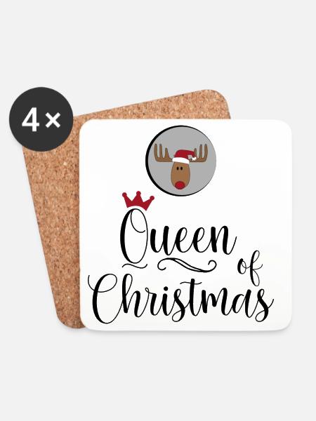 Queen of Christmas - Untersetzer (4er-Set) - Weiß