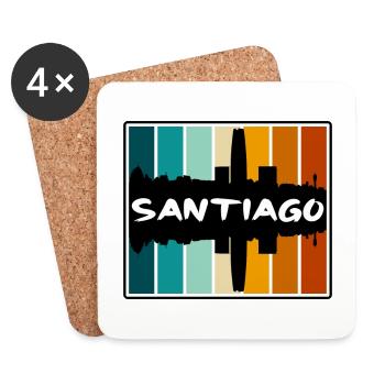 Santiago Chile Skyline Silhouette Travel Souvenir - Coasters (set of 4) - white - Front