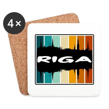 Riga Lettland Skyline Silhouette Reise Souvenir - Untersetzer (4er-Set) - Weiß - Vorne