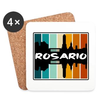 Rosario Argentine Skyline Silhouette Voyage Souven - Dessous de verre (lot de 4) - blanc - Devant