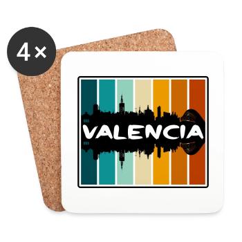 Valencia Venezuela Skyline Silhouette Travel Souve - Dessous de verre (lot de 4) - blanc - Devant