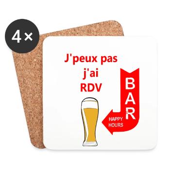 j'peux pas j'ai rdv au bar - Dessous de verre (lot de 4) - blanc - Devant