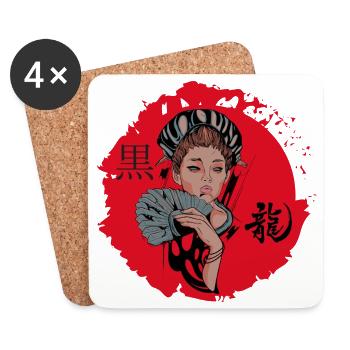 Japanese Geisha - Untersetzer (4er-Set) - Weiß - Vorne