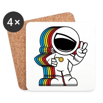 Friedensliebender Astronaut - Niedlicher Friedenszeichen Raumfahrer - Untersetzer (4er-Set) - Weiß - Vorne