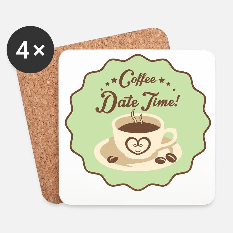 Coffee Date Time - Untersetzer (4er-Set) - Weiß