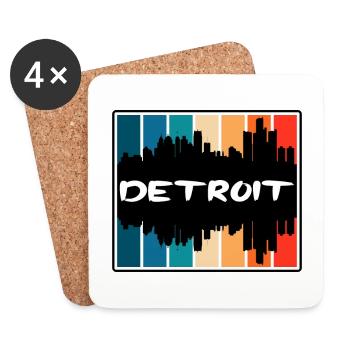 Detroit Michigan Usa Skyline Silhouette Travel Sou - Coasters (set of 4) - white - Front