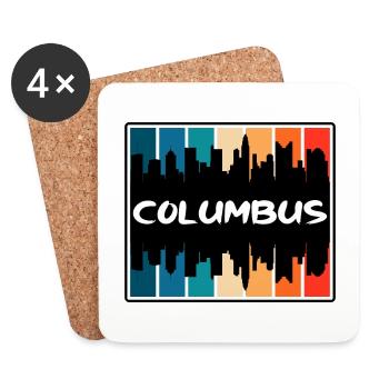 Columbus Ohio États-Unis Skyline Silhouette Travel Souven - Dessous de verre (lot de 4) - blanc - Devant