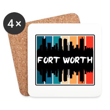 Fort Worth Texas États-Unis Skyline Silhouette Voyage Sou - Dessous de verre (lot de 4) - blanc - Devant