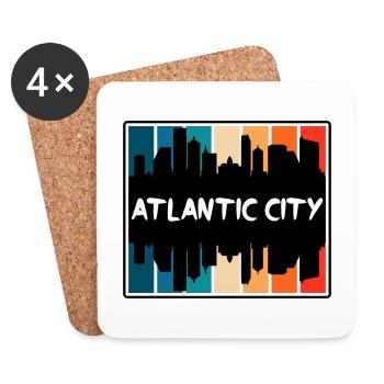 Atlantic City New Jersey Usa Skyline Silhouette Tr - Untersetzer (4er-Set) - Weiß - Vorne