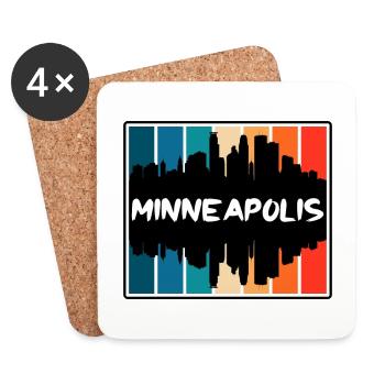 Minneapolis Minnesota États-Unis Skyline Silhouette Trave - Dessous de verre (lot de 4) - blanc - Devant