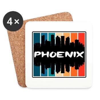 Phoenix Arizona Usa Skyline Silhouette Travel Souv - Coasters (set of 4) - white - Front