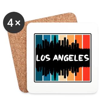 Los Angeles California Usa Skyline Silhouette Trav - Coasters (set of 4) - white - Front