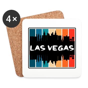 Las Vegas Nevada États-Unis Skyline Silhouette Voyage Sou - Dessous de verre (lot de 4) - blanc - Devant