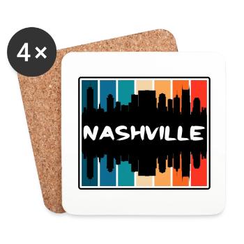 Nashville Tennessee USA Skyline Silhouette Reisen - Untersetzer (4er-Set) - Weiß - Vorne