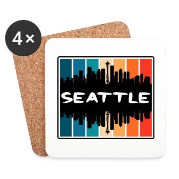 Seattle Washington États-Unis Skyline Silhouette Voyage S - Dessous de verre (lot de 4) - blanc - Devant
