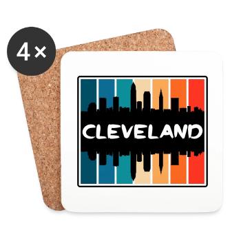 Cleveland Ohio Usa Skyline Silhouette Travel Souve - Coasters (set of 4) - white - Front