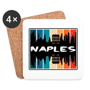 Naples Italy Skyline Silhouette Travel Souvenir - Coasters (set of 4) - white - Front
