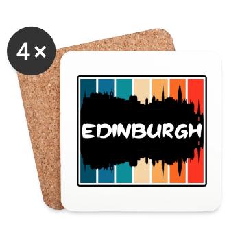 Édimbourg Écosse Skyline Silhouette Travel Souve - Dessous de verre (lot de 4) - blanc - Devant