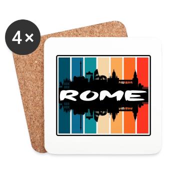Rom Italien Skyline Silhouette Reise Souvenir - Untersetzer (4er-Set) - Weiß - Vorne
