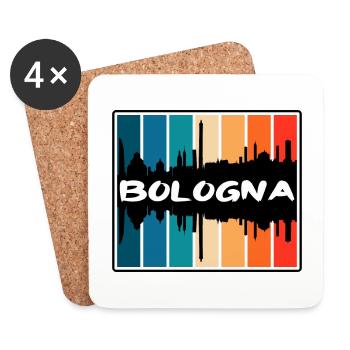 Bologne Italie Skyline Silhouette Souvenir de voyage - Dessous de verre (lot de 4) - blanc - Devant