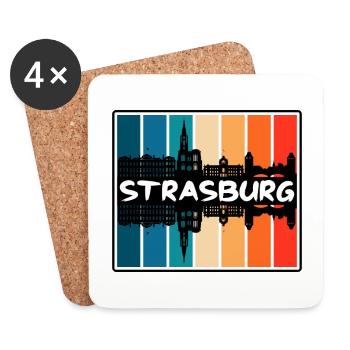Strasburg Frankreich Skyline Silhouette Travel Souveni - Untersetzer (4er-Set) - Weiß - Vorne