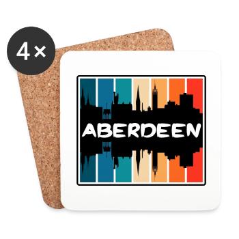 Aberdeen Écosse Skyline Silhouette Travel Souven - Dessous de verre (lot de 4) - blanc - Devant
