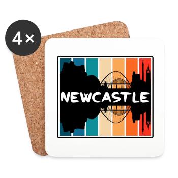 Newcastle Angleterre Skyline Silhouette Travel Souven - Dessous de verre (lot de 4) - blanc - Devant