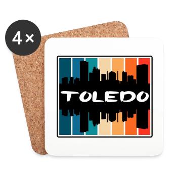 Toledo Ohio USA Skyline Silhouette Reise Souvenir - Untersetzer (4er-Set) - Weiß - Vorne