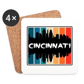 Cincinnati Ohio États-Unis Skyline Silhouette Souv de voyage - Dessous de verre (lot de 4) - blanc - Devant