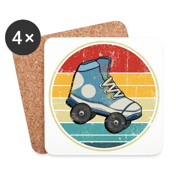 Retro Sonnenuntergang Rollschuh Kreis - Untersetzer (4er-Set) - Weiß - Vorne