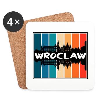 Wroclaw Pologne Skyline Silhouette Souvenir de voyage - Dessous de verre (lot de 4) - blanc - Devant