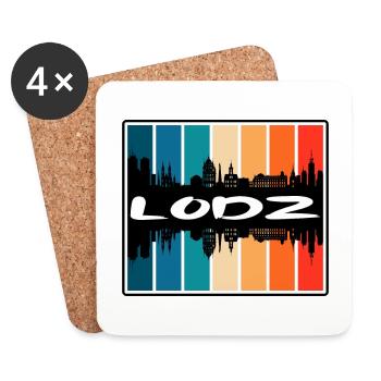 Lodz Polen Skyline Silhouette Reise Souvenir - Untersetzer (4er-Set) - Weiß - Vorne