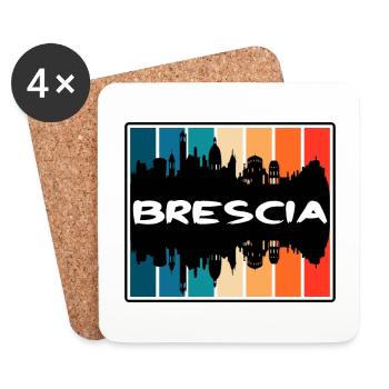 Brescia Italy Skyline Silhouette Travel Souvenir - Coasters (set of 4) - white - Front
