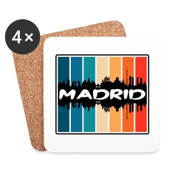Madrid Espagne Skyline Silhouette Voyage Souvenir - Dessous de verre (lot de 4) - blanc - Devant