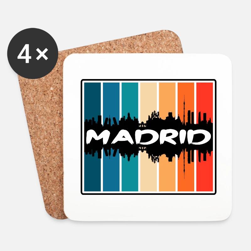 Madrid Spanien Skyline Silhouette Reise Souvenir - Untersetzer (4er-Set) - Weiß