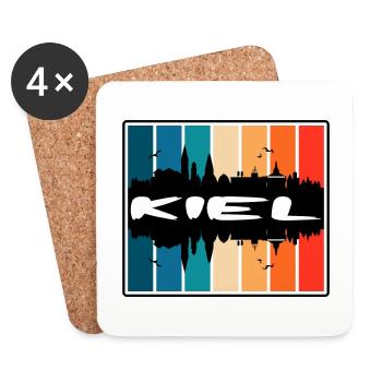 Kiel Allemagne Skyline Silhouette Souvenir de voyage - Dessous de verre (lot de 4) - blanc - Devant