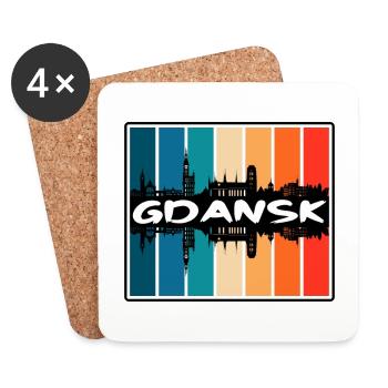 Danzig Polen Skyline Silhouette Reise Souvenir - Untersetzer (4er-Set) - Weiß - Vorne