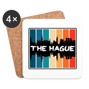 La Haye Pays-Bas Skyline Silhouette Voyage So - Dessous de verre (lot de 4) - blanc - Devant