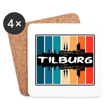 Tilburg Pays-Bas Skyline Silhouette Souv de voyage - Dessous de verre (lot de 4) - blanc - Devant