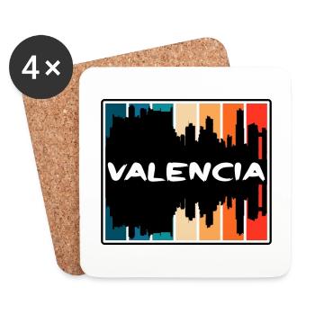 Valencia Spain Skyline Silhouette Travel Souvenir - Coasters (set of 4) - white - Front