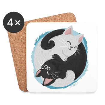 Jing Jang Katzen - Untersetzer (4er-Set) - Weiß - Vorne