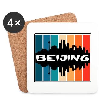 Beijing Chine Skyline Silhouette Voyage Souvenir - Dessous de verre (lot de 4) - blanc - Devant