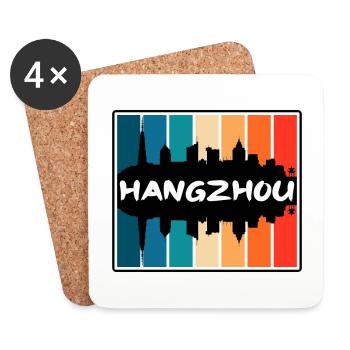 Hangzhou Chine Skyline Silhouette Souvenir de voyage - Dessous de verre (lot de 4) - blanc - Devant