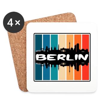 Berlin Deutschland Skyline Silhouette Reisesouvenir - Untersetzer (4er-Set) - Weiß - Vorne
