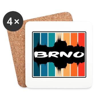 Brno Czechia Skyline Silhouette Travel Souvenir - Coasters (set of 4) - white - Front